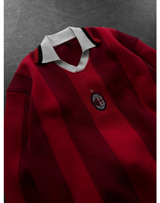 MLN POLO YAKA KALIN ŞERİT OVERSİZE SWEAT