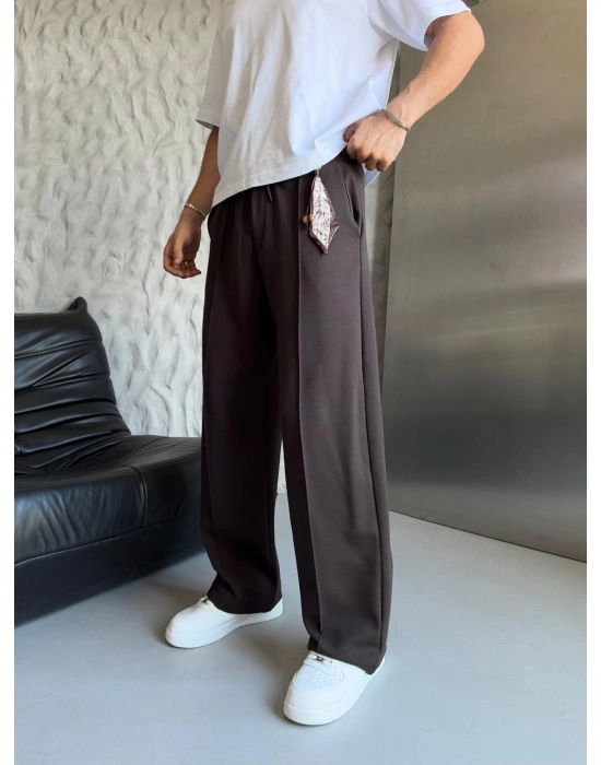 MODAL KUMAŞ FULARLI BAGGY EŞOFMAN ALTI KAHVE