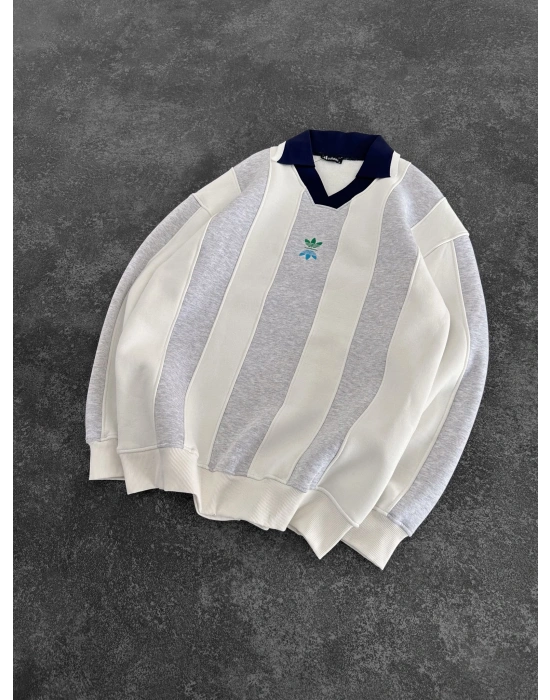 MORİNHO NAKIŞ 3 İPLİK PAMUKLU YAKALI SWEAT BEYAZ