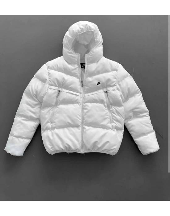 NAKIŞ DETAY KAPÜŞONLU MONT BEYAZ