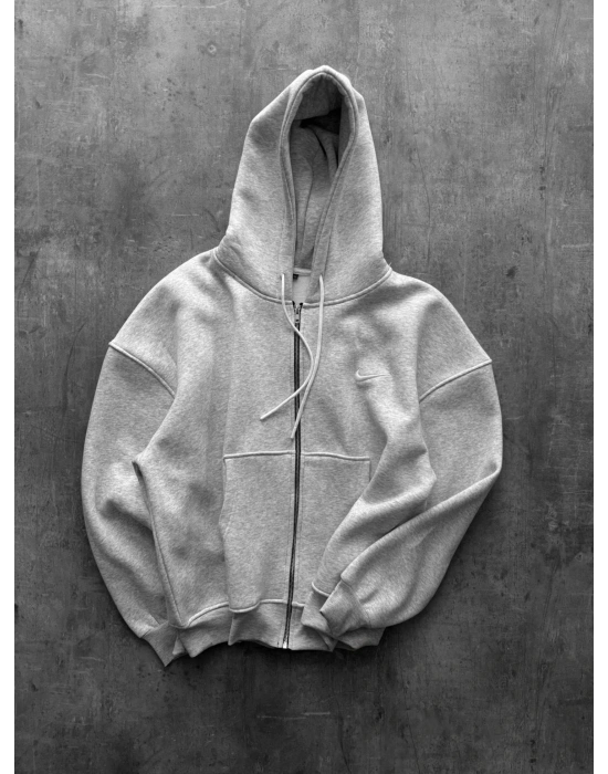 NAKIŞ DETAY OVERSİZE İCON HIRKA GRİ