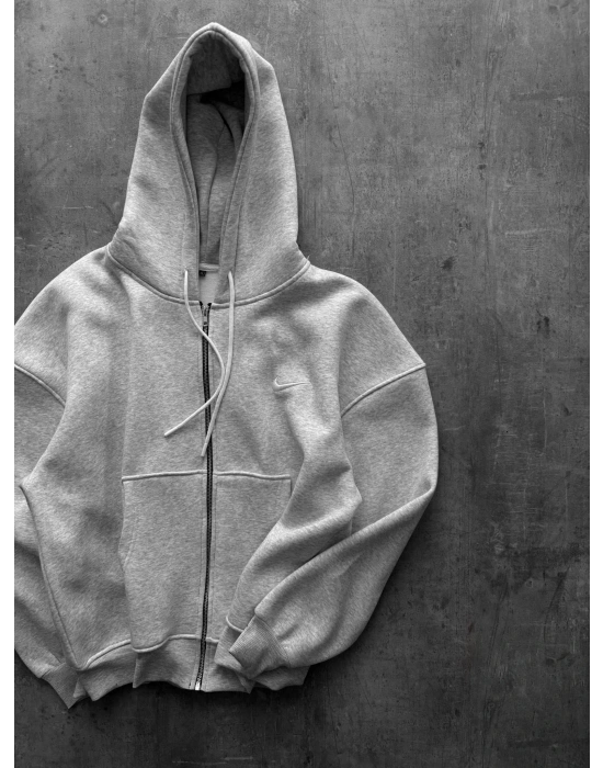 NAKIŞ DETAY OVERSİZE İCON HIRKA GRİ