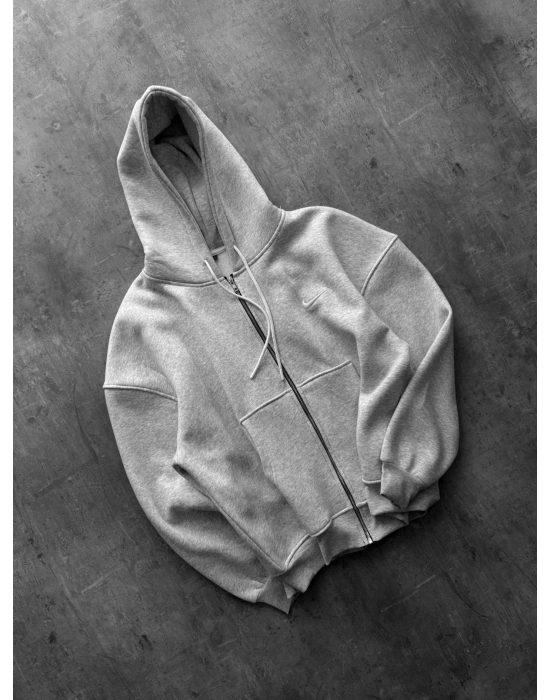 NAKIŞ DETAY OVERSİZE İCON HIRKA GRİ