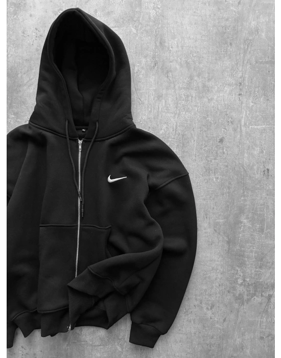 NAKIŞ DETAY OVERSİZE İCON HIRKA SİYAH