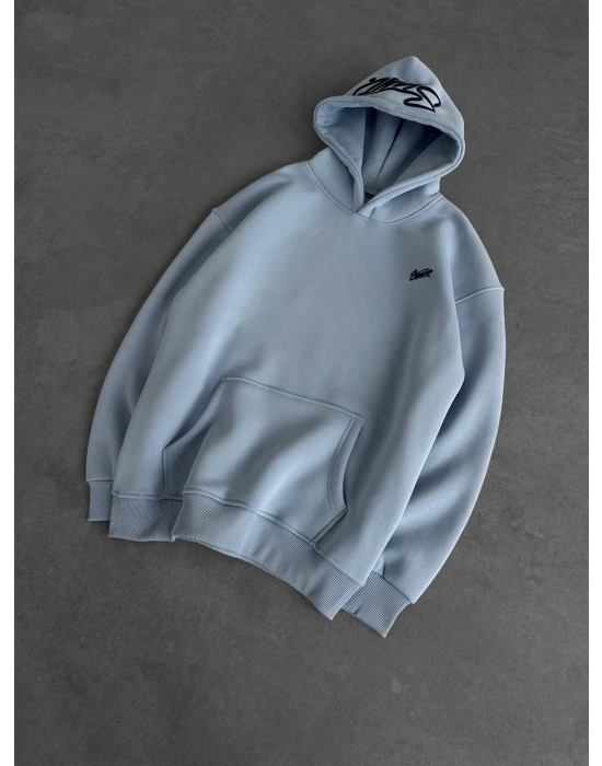 NAKIŞLI 3 İPLİK PAMUKLU KUMAŞ OVERSİZE STW SWEAT BEBEMAVİ
