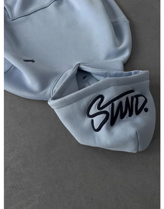 NAKIŞLI 3 İPLİK PAMUKLU KUMAŞ OVERSİZE STW SWEAT BEBEMAVİ