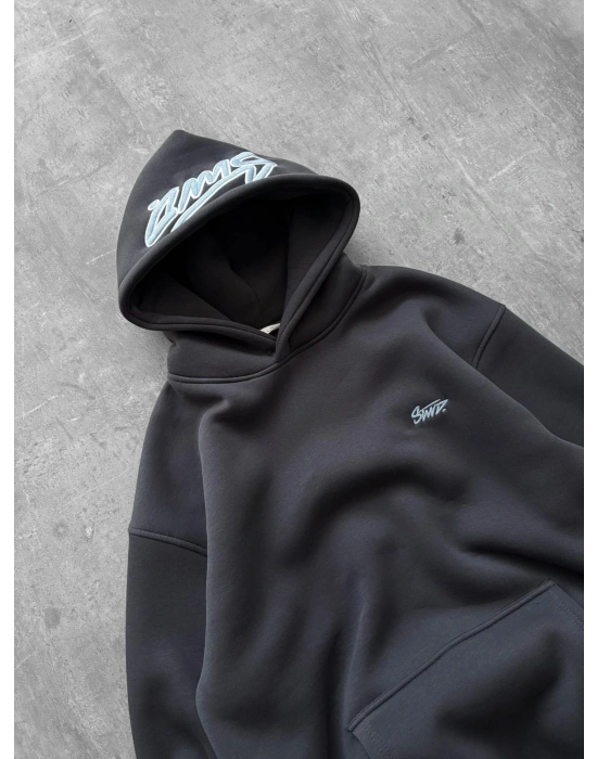 NAKIŞLI 3 İPLİK PAMUKLU KUMAŞ OVERSİZE STW SWEAT FÜME