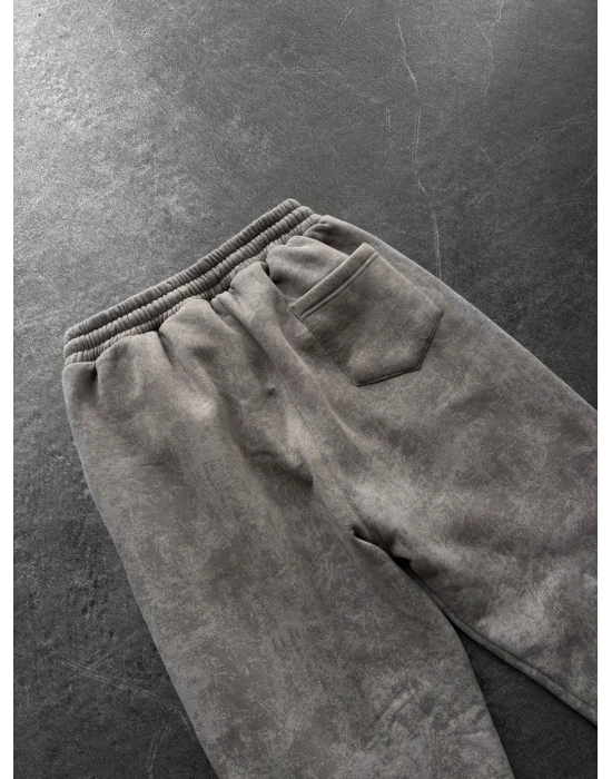 NAKIŞLI YIKAMALI 3 İPLİK BAGGY EŞOFMAN GRİ