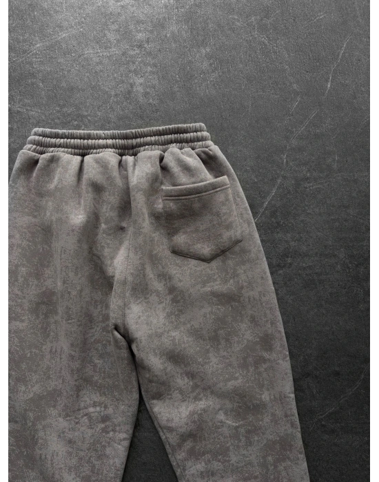 NAKIŞLI YIKAMALI 3 İPLİK BAGGY EŞOFMAN GRİ