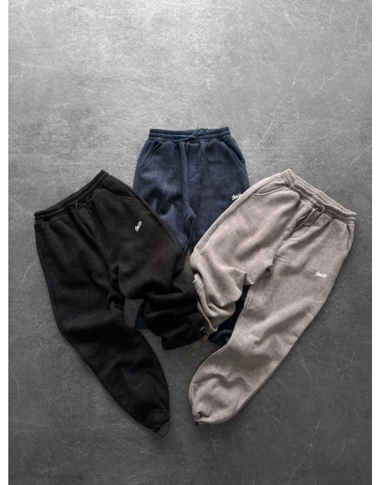 NAKIŞLI YIKAMALI 3 İPLİK BAGGY EŞOFMAN GRİ