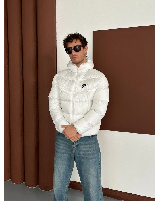 NK BASKILI FULL ELYAF DOLUM YÜKSEK CEP MONT BEYAZ