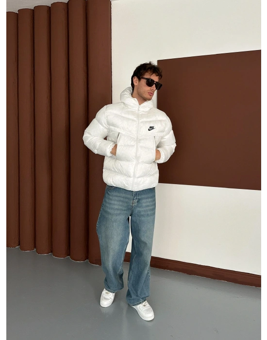 NK BASKILI FULL ELYAF DOLUM YÜKSEK CEP MONT BEYAZ