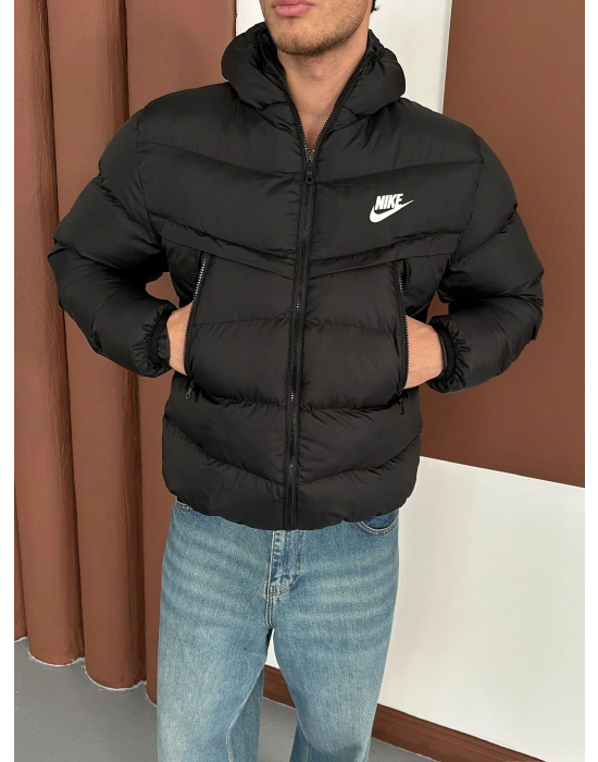 NK BASKILI FULL ELYAF DOLUM YÜKSEK CEP MONT SİYAH