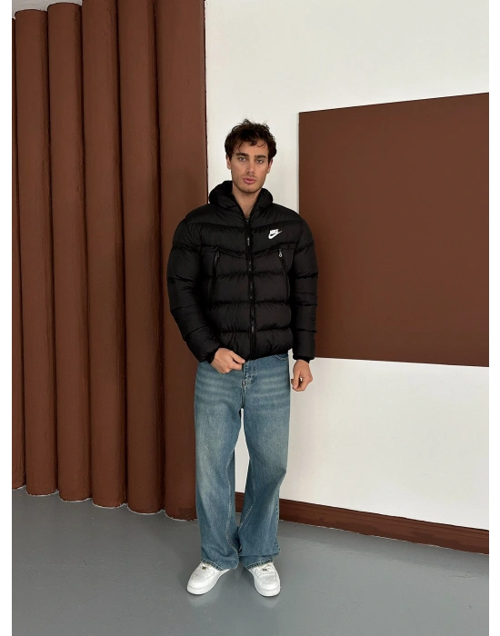 NK BASKILI FULL ELYAF DOLUM YÜKSEK CEP MONT SİYAH