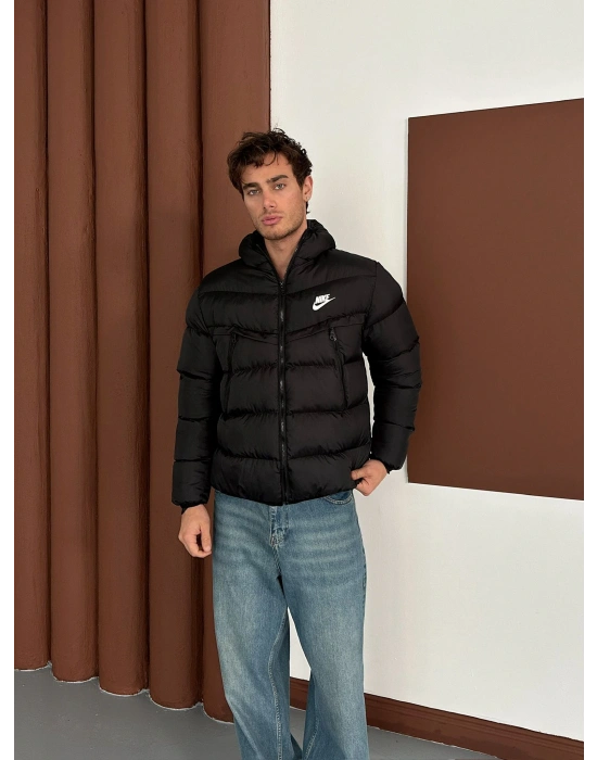 NK BASKILI FULL ELYAF DOLUM YÜKSEK CEP MONT SİYAH