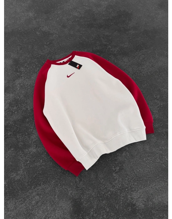 NK KOL PARCALI 3 İPLİK PAMUKLU SWEAT KIRMIZI