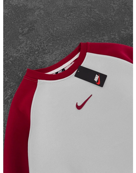 NK KOL PARCALI 3 İPLİK PAMUKLU SWEAT KIRMIZI