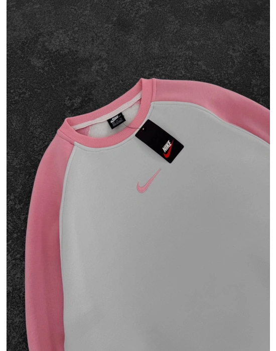 NK KOL PARCALI 3 İPLİK PAMUKLU SWEAT PEMBE