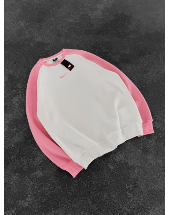 NK KOL PARCALI 3 İPLİK PAMUKLU SWEAT PEMBE