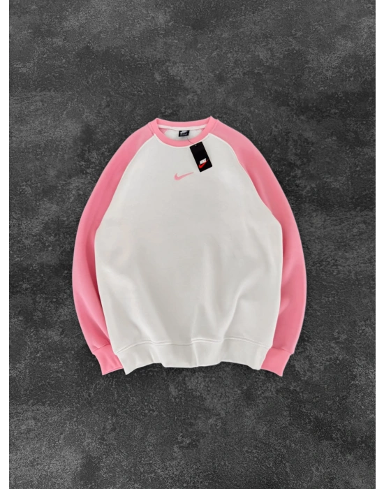 NK KOL PARCALI 3 İPLİK PAMUKLU SWEAT PEMBE