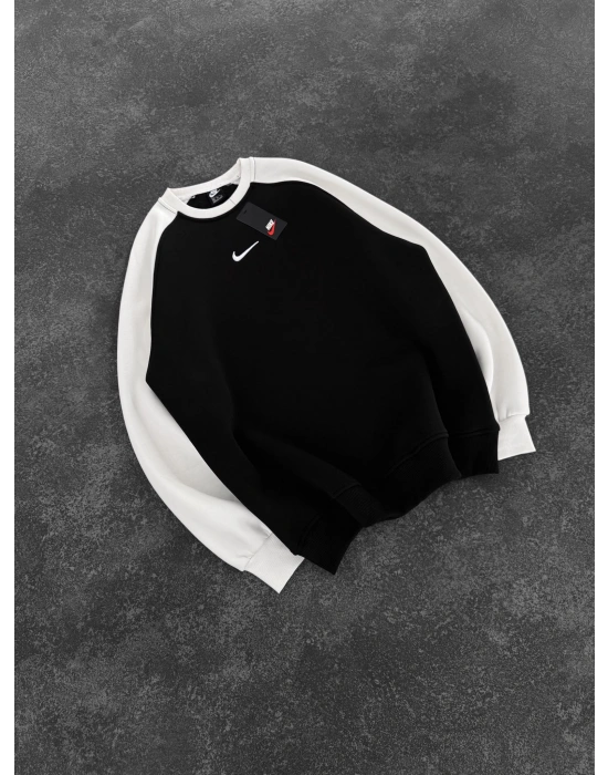 NK KOL PARCALI 3 İPLİK PAMUKLU SWEAT SİYAH