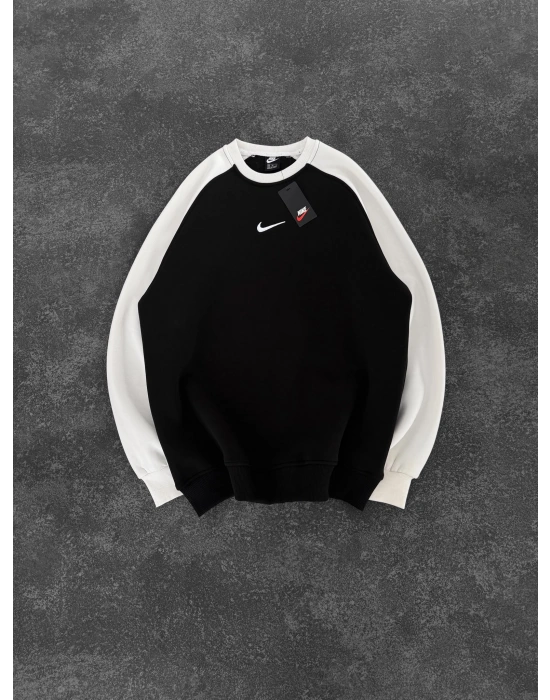 NK KOL PARCALI 3 İPLİK PAMUKLU SWEAT SİYAH