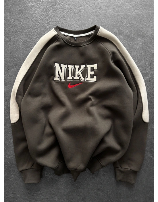 NK NAKIŞ DETAY KOLLAR YARI ŞERİT OVERSİZE SWEAT YEŞİL