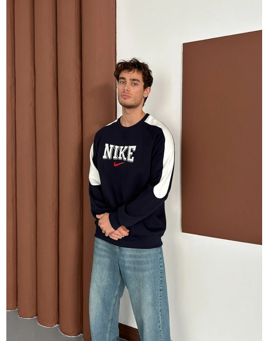 NK NAKIŞ DETAY KOLLAR YARI ŞERİT OVERSİZE SWEAT LACİ