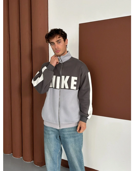 NK SÜZENE PARÇALI OVERSİZE HIRKA GRİ