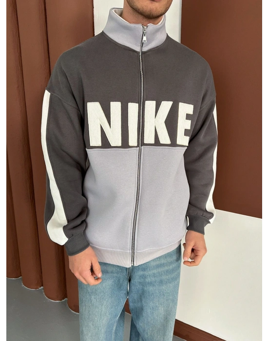 NK SÜZENE PARÇALI OVERSİZE HIRKA GRİ