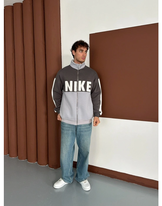 NK SÜZENE PARÇALI OVERSİZE HIRKA GRİ