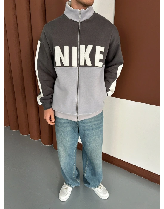 NK SÜZENE PARÇALI OVERSİZE HIRKA GRİ