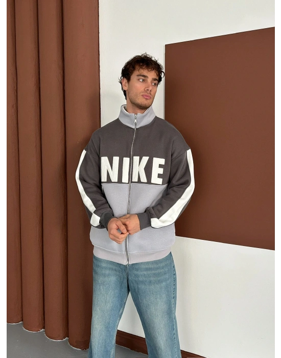 NK SÜZENE PARÇALI OVERSİZE HIRKA GRİ