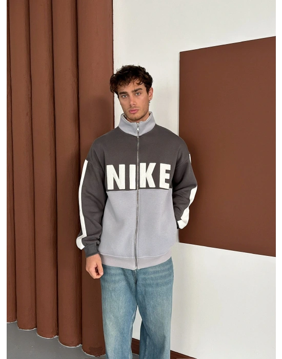 NK SÜZENE PARÇALI OVERSİZE HIRKA GRİ