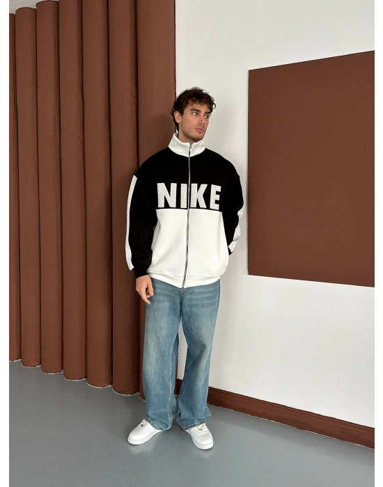 NK SÜZENE PARÇALI OVERSİZE HIRKA SİYAH