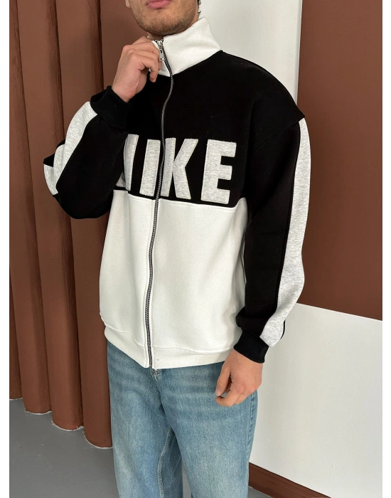 NK SÜZENE PARÇALI OVERSİZE HIRKA SİYAH