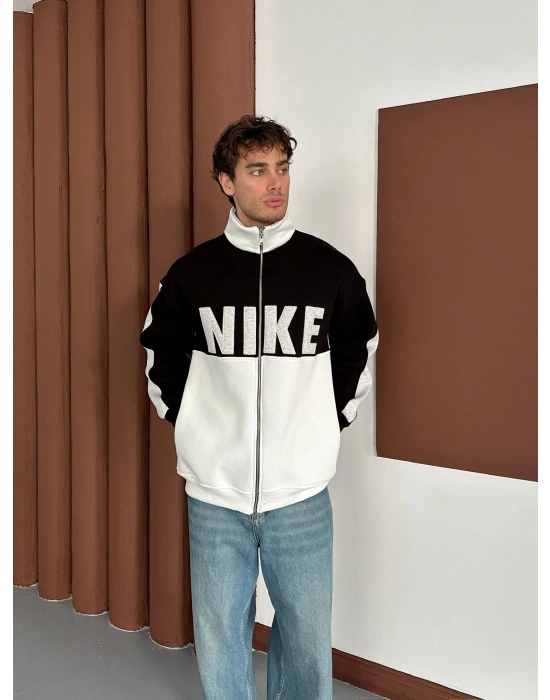 NK SÜZENE PARÇALI OVERSİZE HIRKA SİYAH