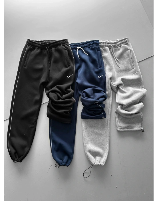 NK YANDAN BİYELİ PAÇA LASTİK 3 İPLİK PAMUKLU KUMAŞ EŞOFMAN ALTI MAVİ