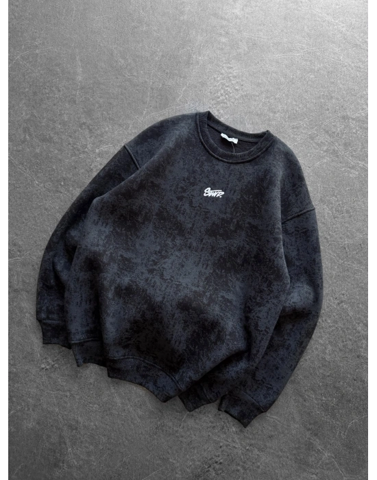 STW YIKAMA 3 İPLİK ŞARDONLU BİSİKLET YAKA SWEAT SİYAH