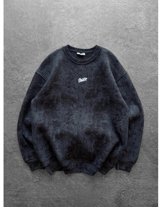 STW YIKAMA 3 İPLİK ŞARDONLU BİSİKLET YAKA SWEAT SİYAH