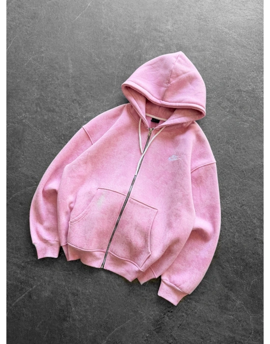 NK YIKAMA 3 İPLİK ŞARDONLU HIRKA PEMBE