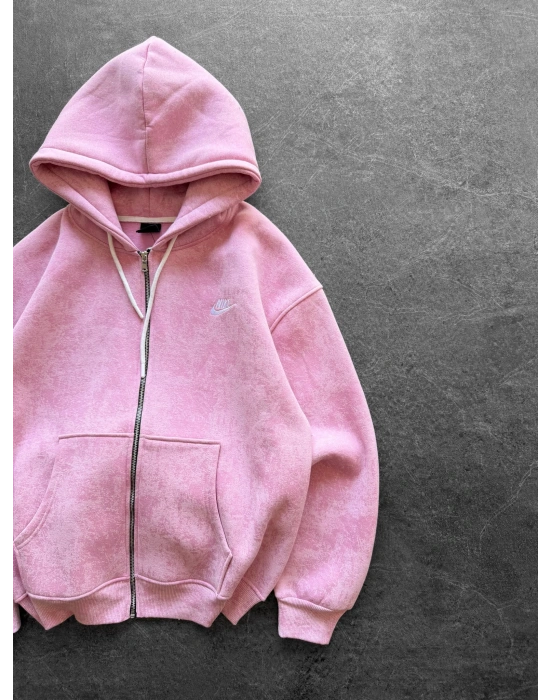 NK YIKAMA 3 İPLİK ŞARDONLU HIRKA PEMBE