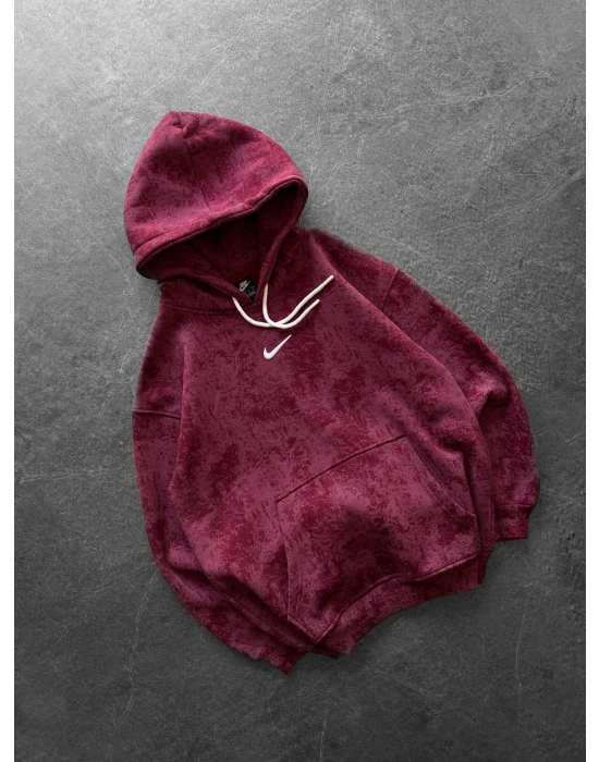 NK YIKAMA 3 İPLİK ŞARDONLU KAPÜŞONLU SWEAT BORDO