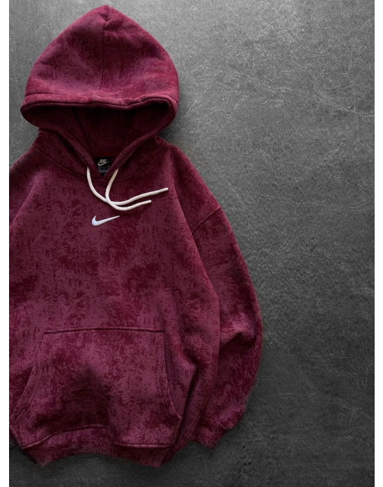 NK YIKAMA 3 İPLİK ŞARDONLU KAPÜŞONLU SWEAT BORDO