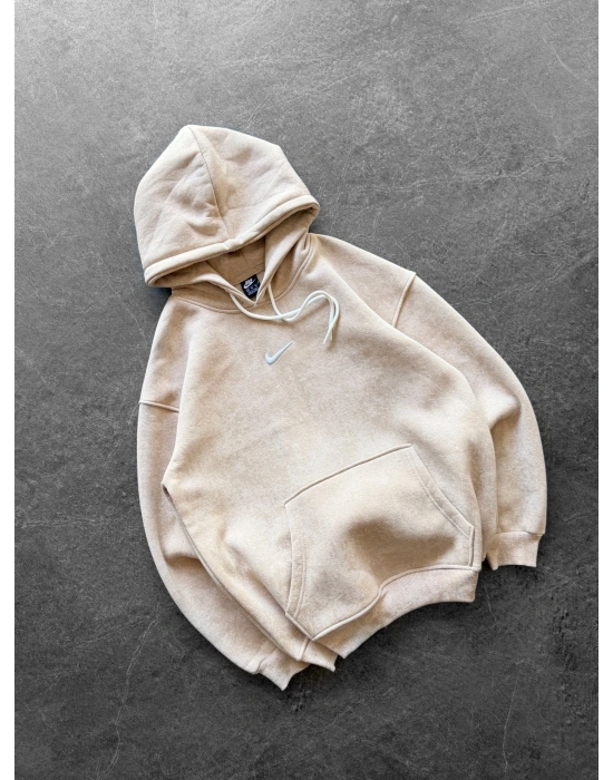 NK YIKAMA 3 İPLİK ŞARDONLU KAPÜŞONLU SWEAT KREM