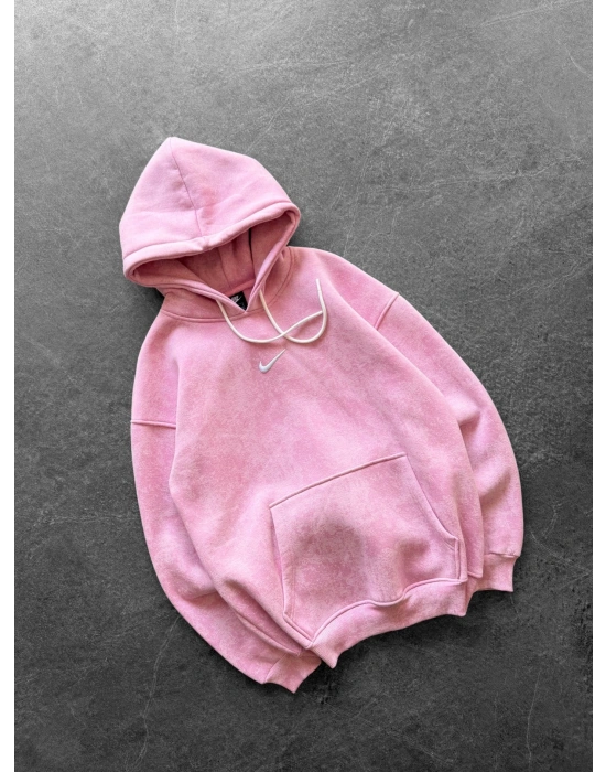 NK YIKAMA 3 İPLİK ŞARDONLU KAPÜŞONLU SWEAT PEMBE