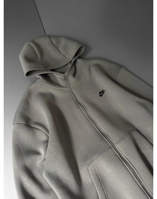 NKE BASKI DETAY OVERSİZE HIRKA GRİ