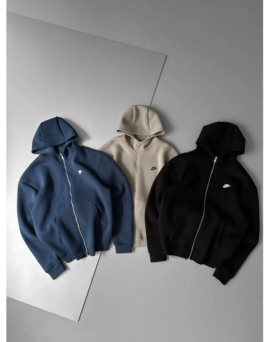 NKE BASKI DETAY OVERSİZE HIRKA LACİVERT