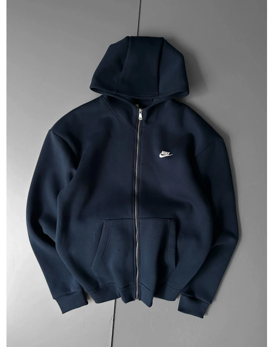 NKE BASKI DETAY OVERSİZE HIRKA LACİVERT