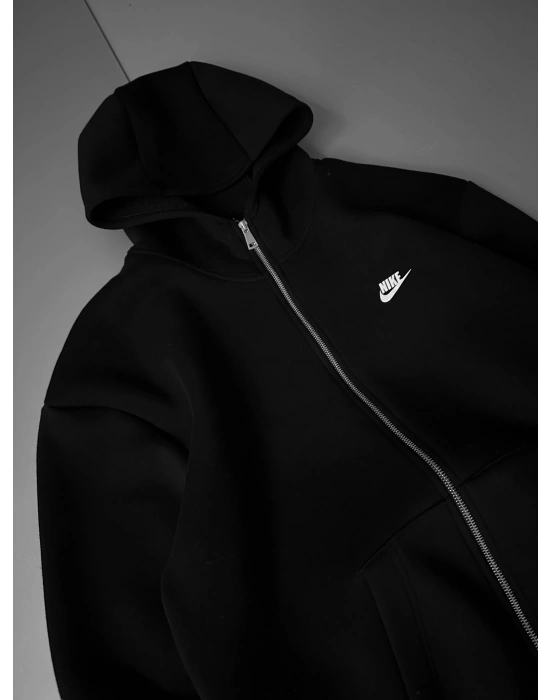 NKE BASKI DETAY OVERSİZE HIRKA SİYAH